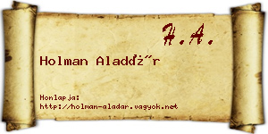 Holman Aladár névjegykártya